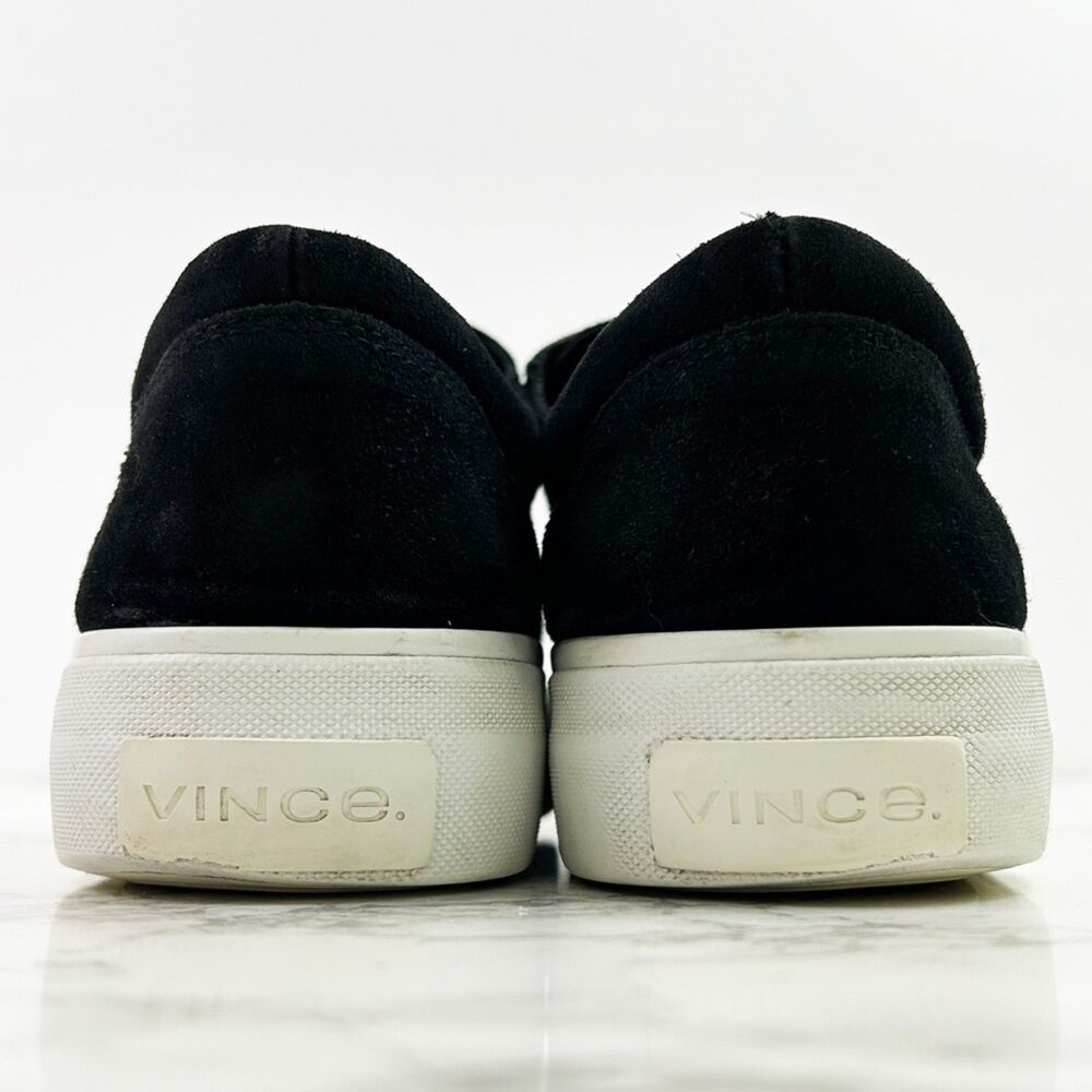 Vince. Cage Suede Leather Platform Sneakers (8.5) in Black Slip-On Loafer - Picture 5 of 13